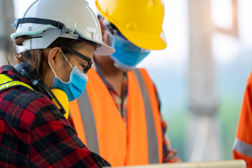 Occupational Hygiene Consultants wear protective face masks